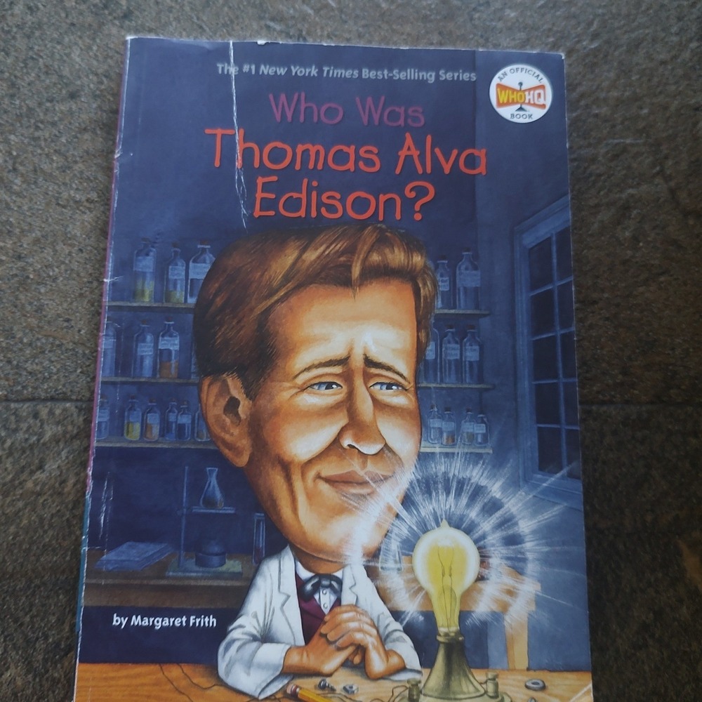 Who HQ Who Was Thomas Alva Edison? Kids OS Blue Good Illustrated Biography Book